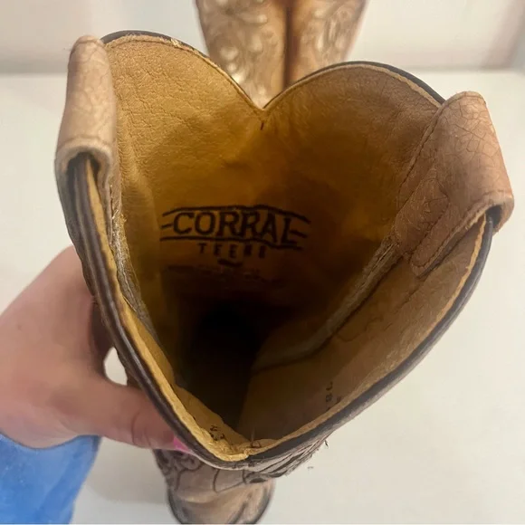 Corral Teens Leather Western Boots Size 2 - Picture 11 of 13